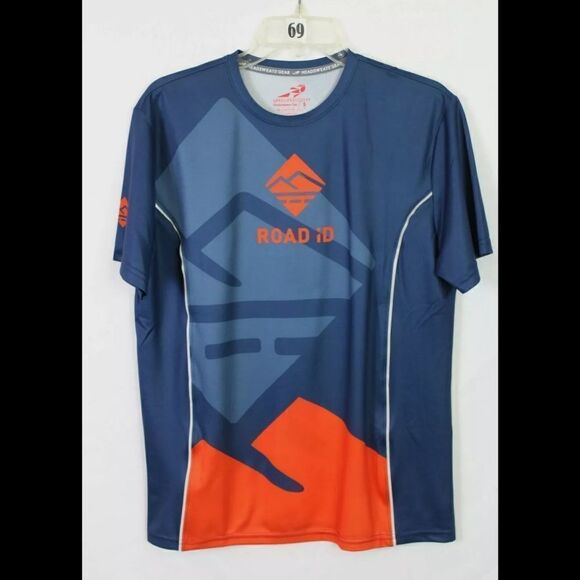 HEADSWEATS GEAR ROAD ID CYCLING SHORT SLEEVE BLUE ORANGE SHIRT SIZE SMALL - Picture 1 of 5